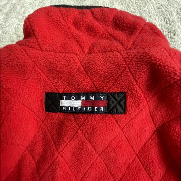 Tommy Hilfiger Red Quilted Jacket Women's Size M Full Zip with Pockets - Picture 9 of 14
